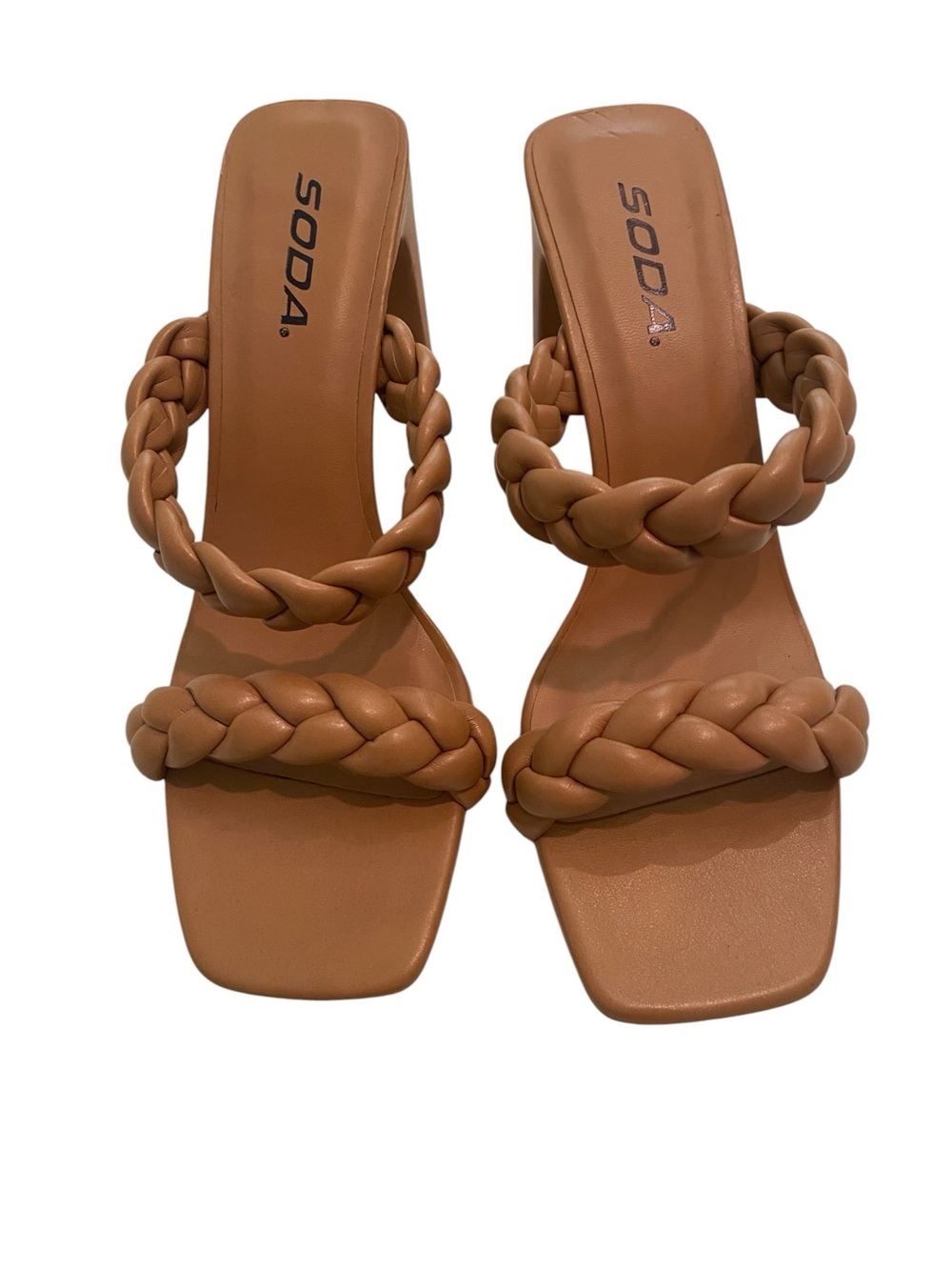 NWOB SODA TAN BRAIDED HEEL SIZE 7.5